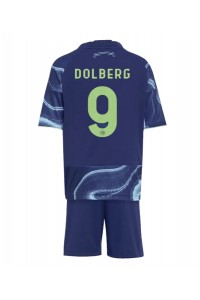 Ajax Kasper Dolberg #9 Jalkapallovaatteet Lasten Vieraspeliasu 2025-26 Lyhythihainen (+ Lyhyet housut)